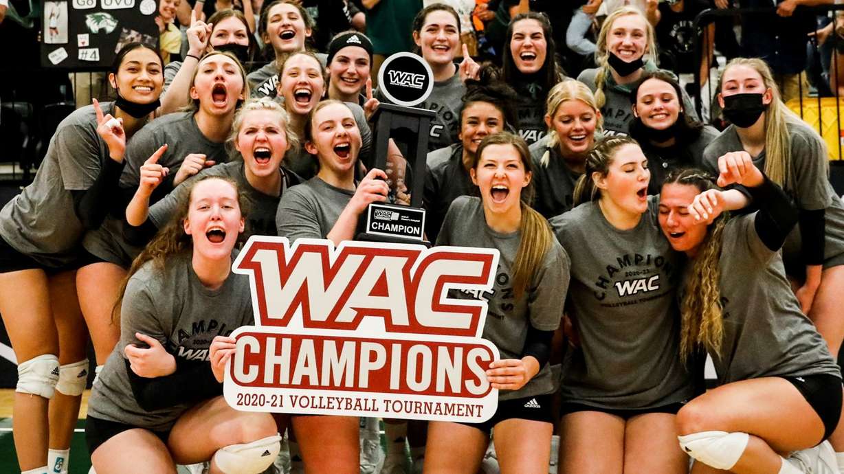 Utah Valley advanced to its first-ever NCAA Tournament with a 3-0 sweep of New Mexico State in the WAC tournament final, Saturday,
April 3, 2021 in Orem.
