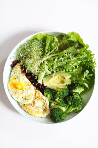 Kooienga's Foundational Five Eggs, Beans and Greens Nourish Meal is a hearty option for a balanced breakfast.