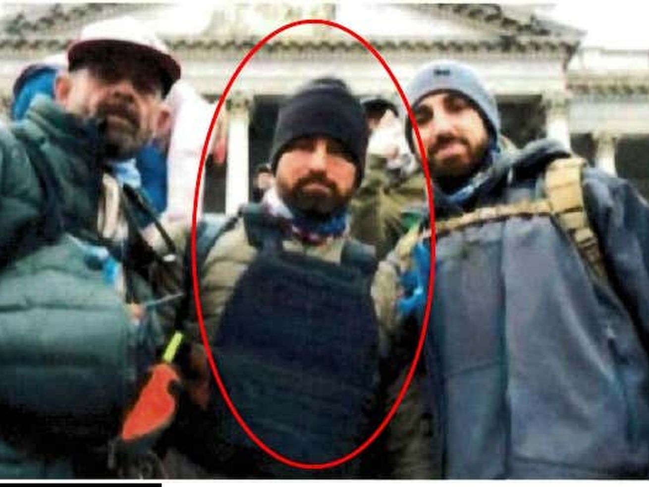 Additional charges have been filed against Utahns Brady Knowlton, circled in red, and Gary Wilson accusing them of theft of government property for allegedly stealing an escape hood from the U.S. Capitol building during the Jan. 6 riot.