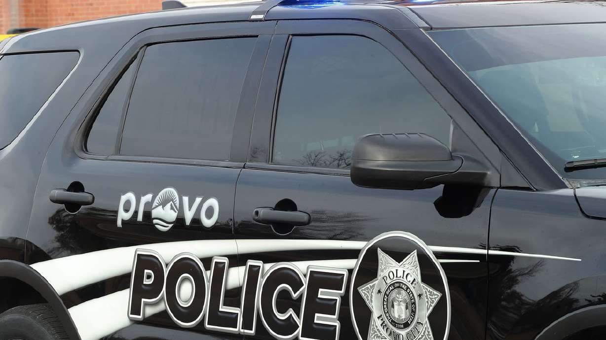 A Provo police vehicle is pictured in Provo on
Thursday, Feb. 25, 2021. Police arrested a Provo man Monday after
they say he was kicked out of an Uber after repeatedly hitting on
the driver and trying to steal the driver’s car keys and cellphone.