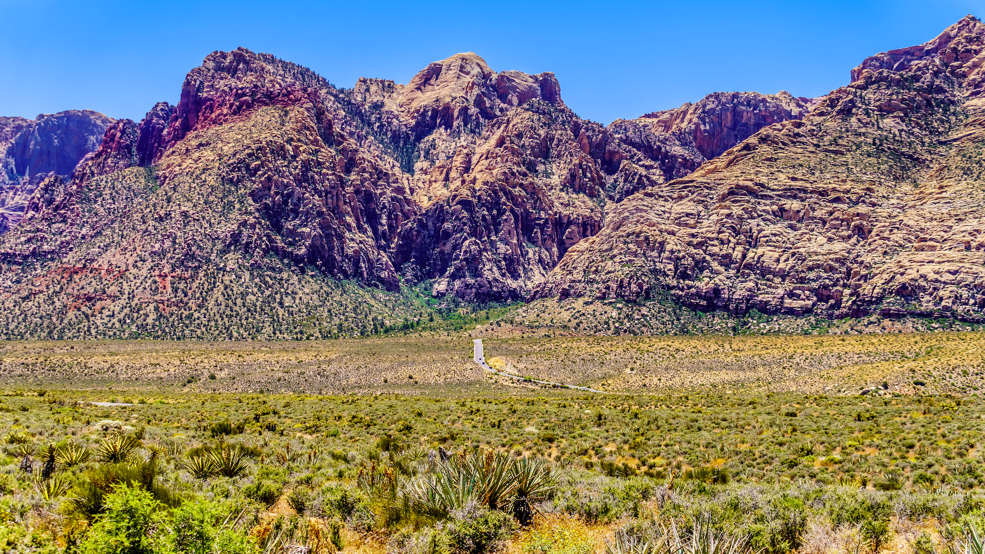 Mountains around Lost Creek Canyon viewed from Red Rock Canyon Overlook in Red Rock Canyon National Conservation Area near Las Vegas, Nevada