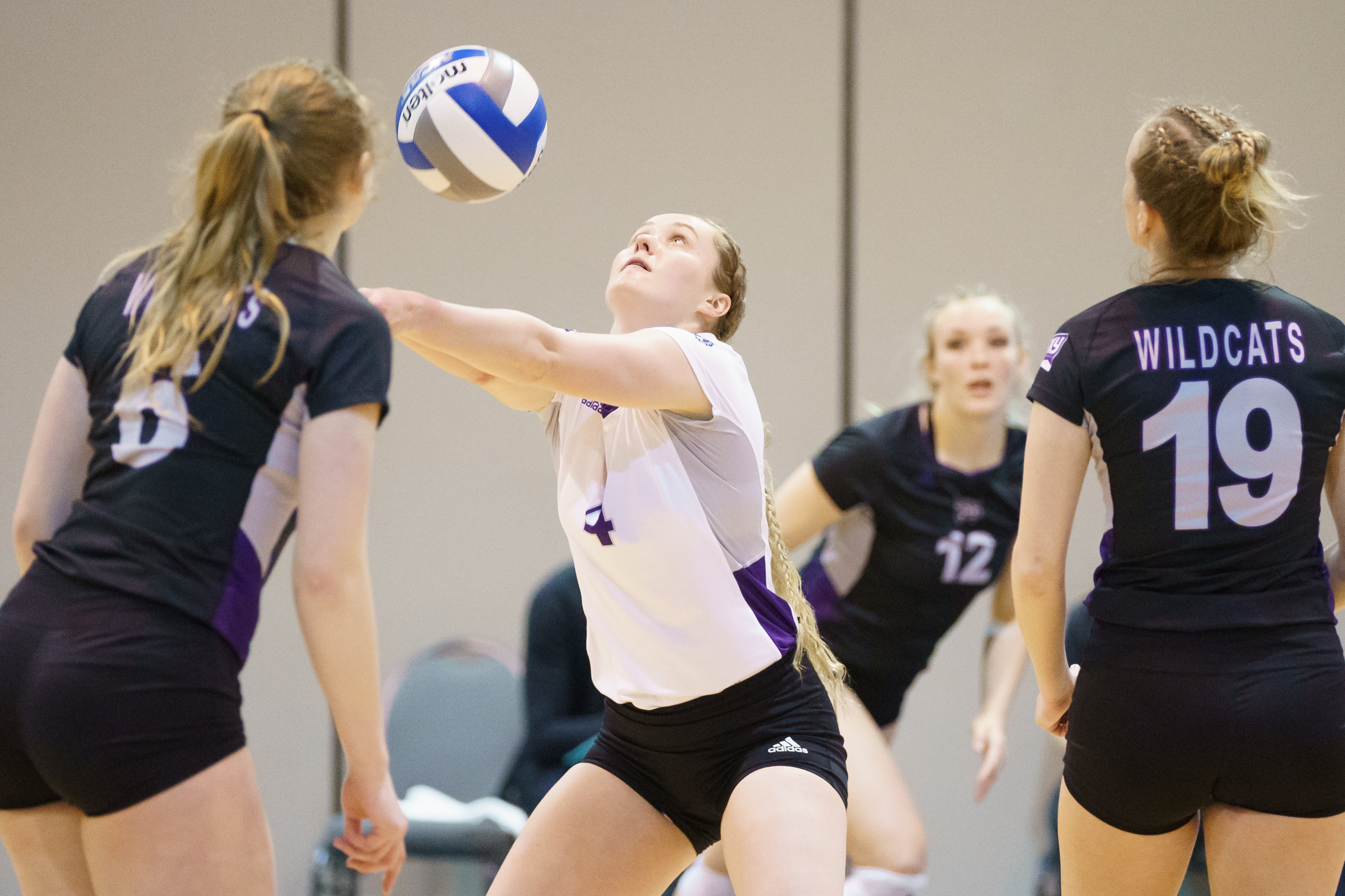 Weber State libero Makayla Sorensen digs the ball during the second round of the Division I Women's Volleyball Tournament against No. 1 Wisconsin at the CHI Health Center Omaha in Omaha, Nebraska.