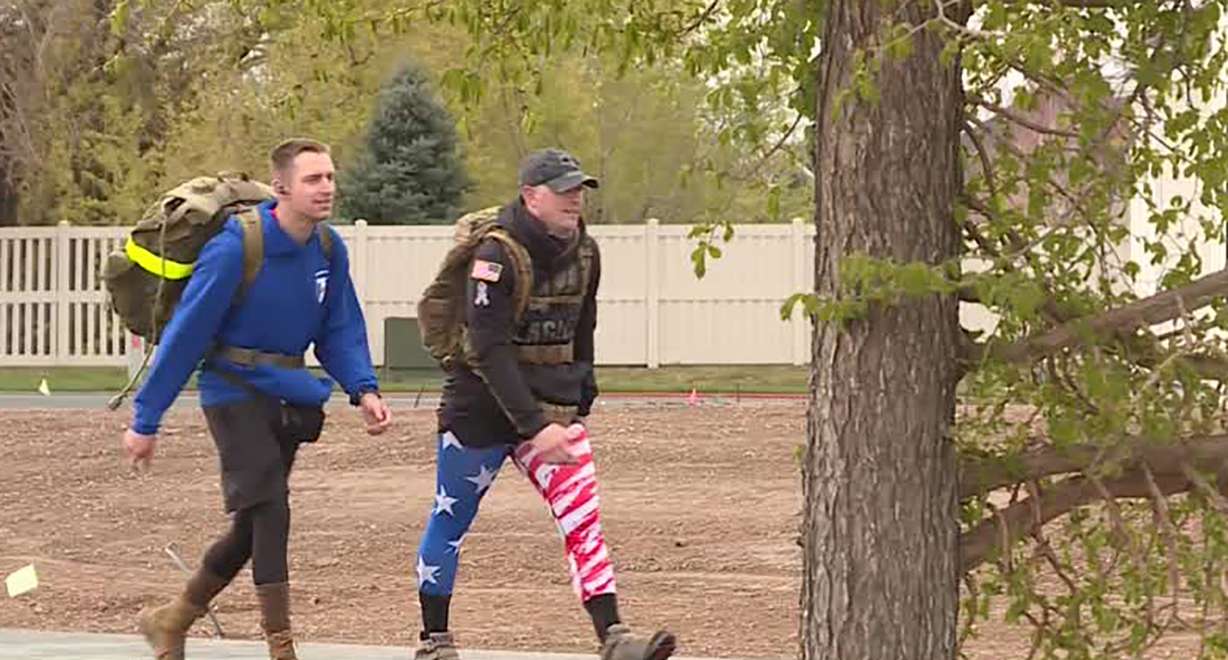 Eight young men honor the Bataan Death March soldiers by walking 26.2 miles Friday, April 16, 2021.