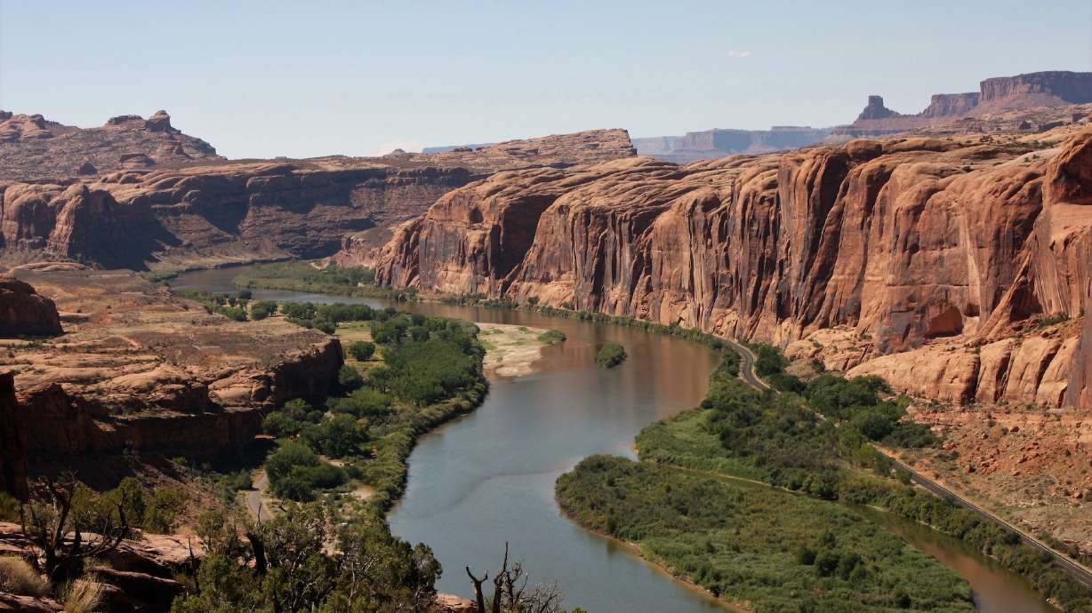 View of the Colorado River from Moab Rim trail. A 17-year-old girl died Friday after falling at a canyon in Moab, police said.