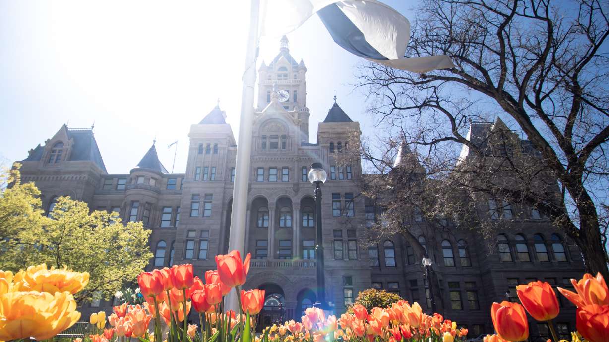 The Salt Lake City-County Building on April 20, 2021. Utah-based voting outreach group Voterise's "If I Ran The City" social media contest starts Wednesday and will ask Utahns ages 16-29 to post a video on social media that explains what their top issue would be if they were their city's mayor.