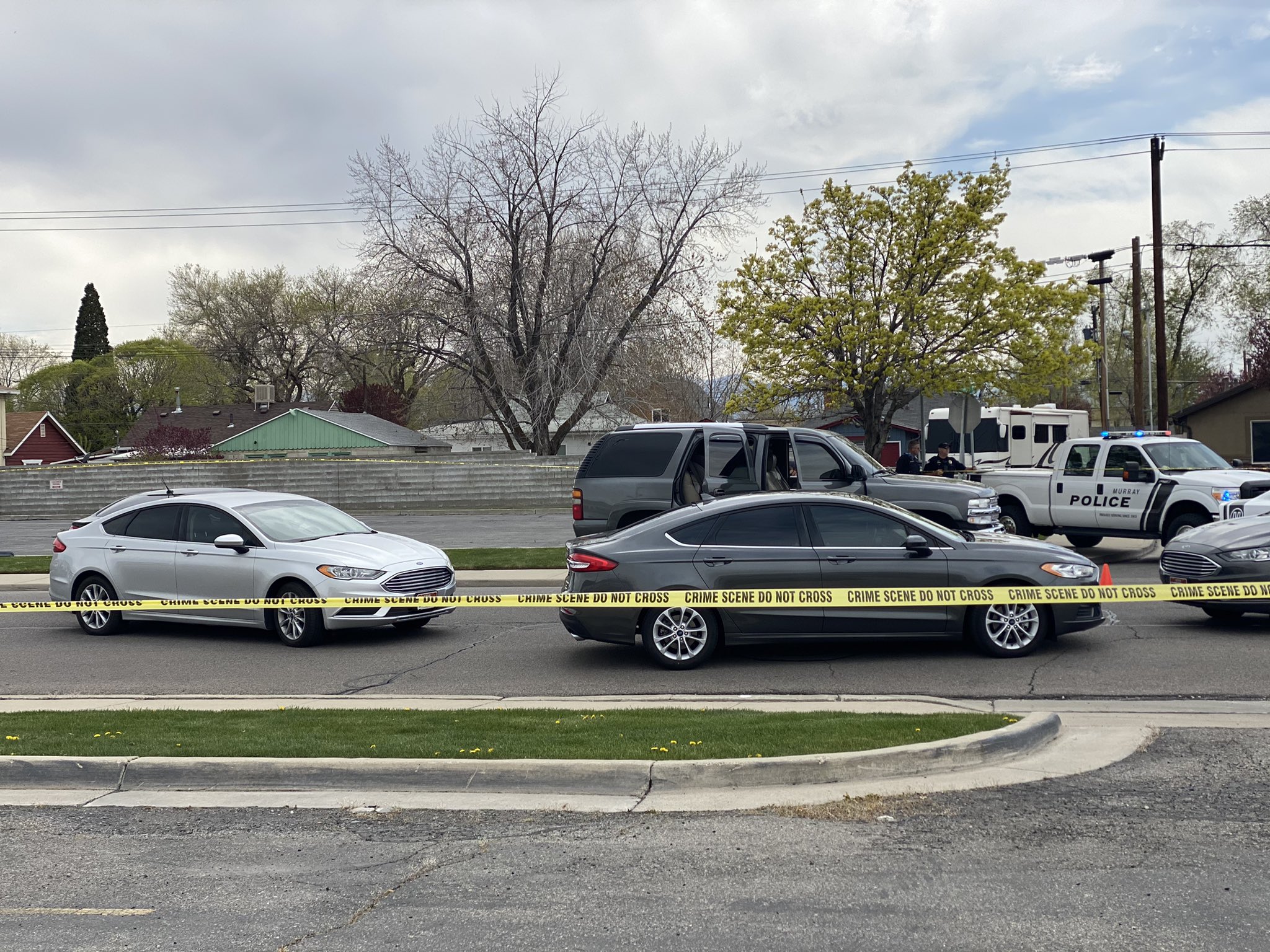 Murray police investigate a shooting at 4500 South State that left one person dead Wednesday, April 21, 2021.
