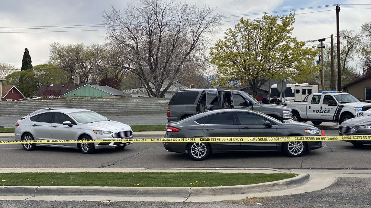 Murray police investigate a shooting at 4500 South State that left one person dead Wednesday, April 21, 2021.