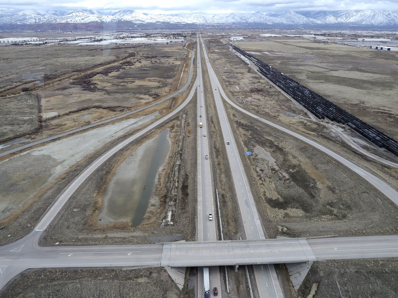The area at I-80 near 7200 West where the Utah Inland
Port is planned to be built in Salt Lake City is pictured on
Monday, Jan. 27, 2020. The Utah Supreme Court decision in the
lawsuit between Salt Lake City and the Utah Inland Port Authority
will set a major precedent for what powers cities across the state
do — or don’t — have regarding land use or taxing authority.