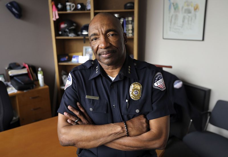 Murray Assistant Police Chief Joe Tarver poses for a portrait in his office in Murray on Tuesday, April 13, 2021. Tarver is leaving the department to become chief of investigations for the Salt Lake County District Attorney’s Office.