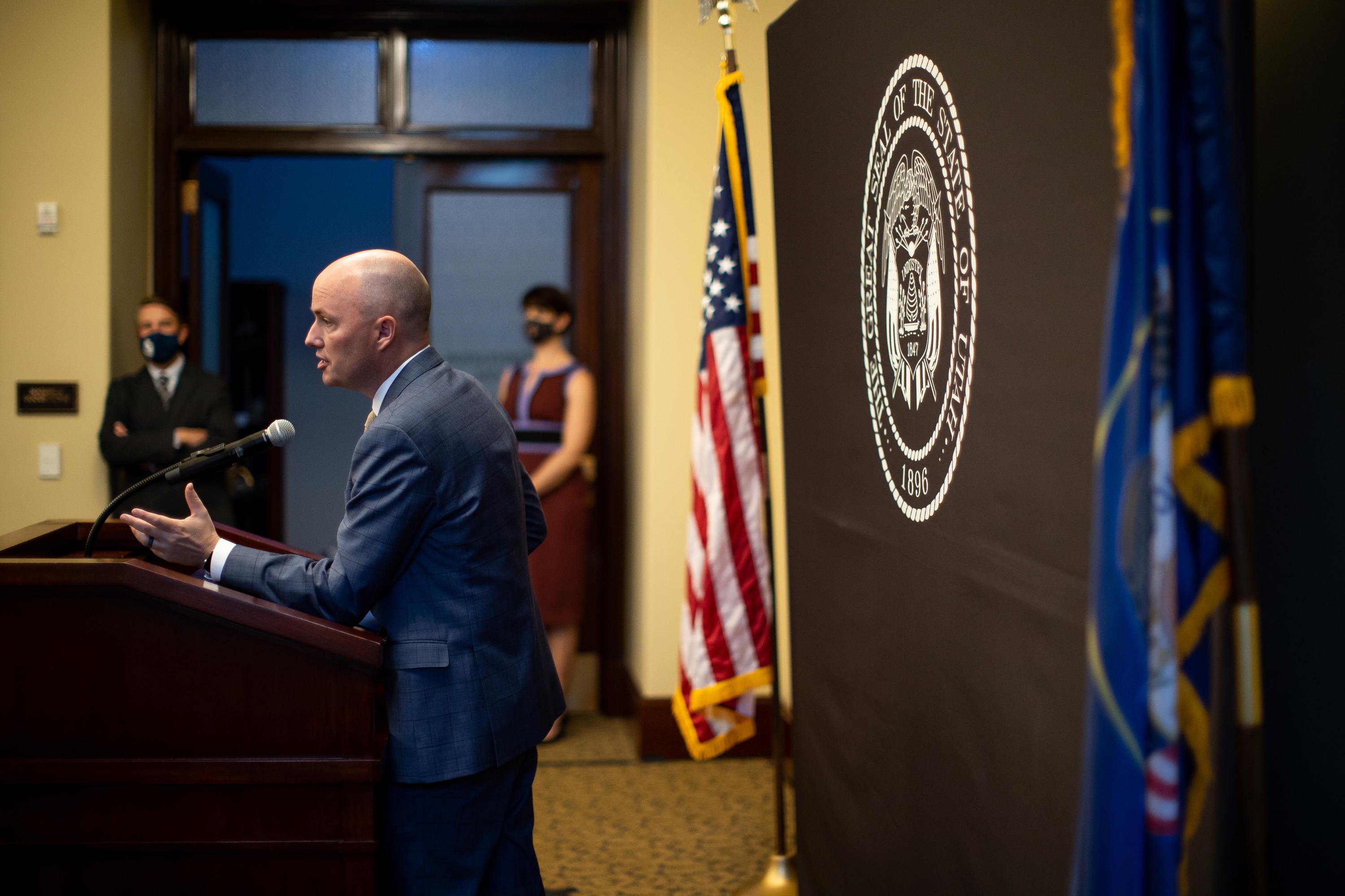 Gov. Spencer Cox speaks during a briefing on COVID-19 at the Capitol in Salt Lake City on Thursday, April 29, 2021.