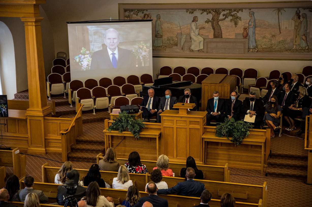President Russell M. Nelson, speaking via video on Saturday, May 1, 2021, announces The Church of Jesus Christ of Latter-day Saints will build a new temple in Ephraim and will restore the Manti Temple starting in October.