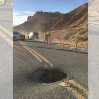 Sinkhole forms on SR 24 through Capitol Reef National Park