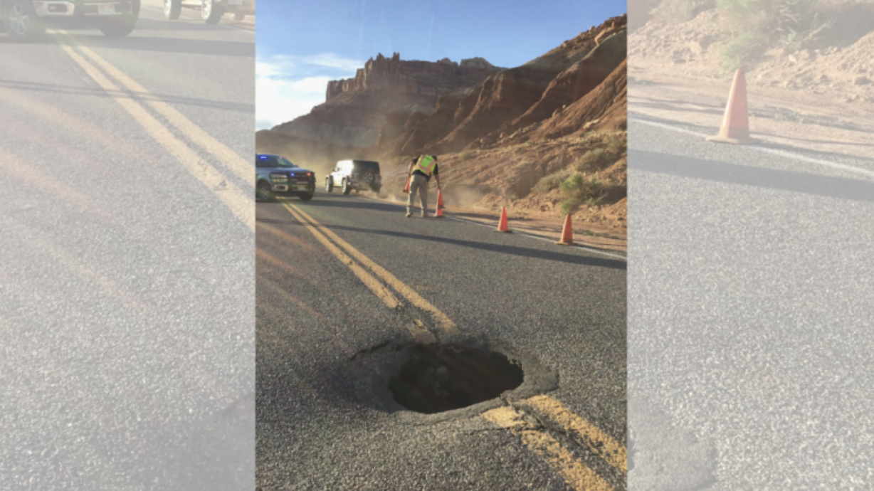Sinkhole forms on SR 24 through Capitol Reef National Park