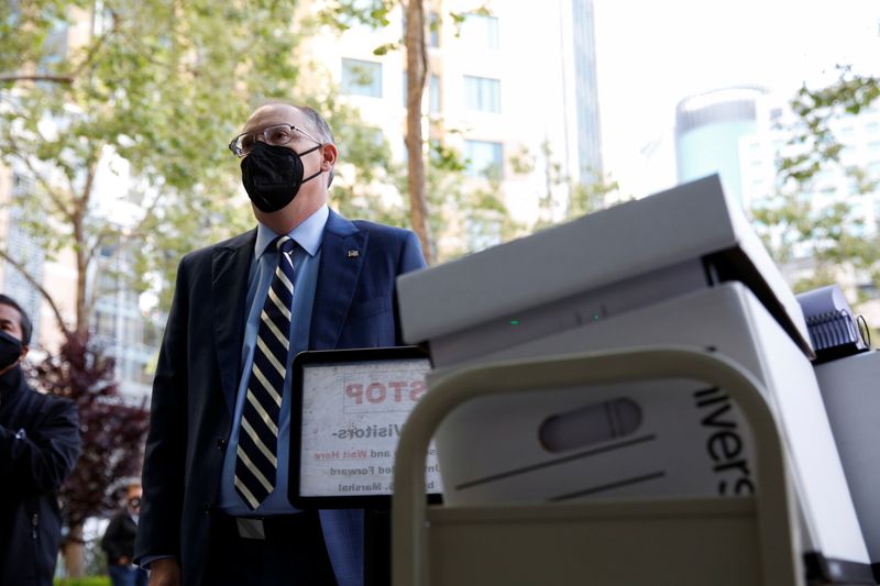 "Fortnite" creator Epic Games' Chief Executive Tim Sweeney arrives to attend a weeks-long antitrust trial at federal court in Oakland, California, U.S., May 3, 2021.  REUTERS/Brittany Hosea-Small