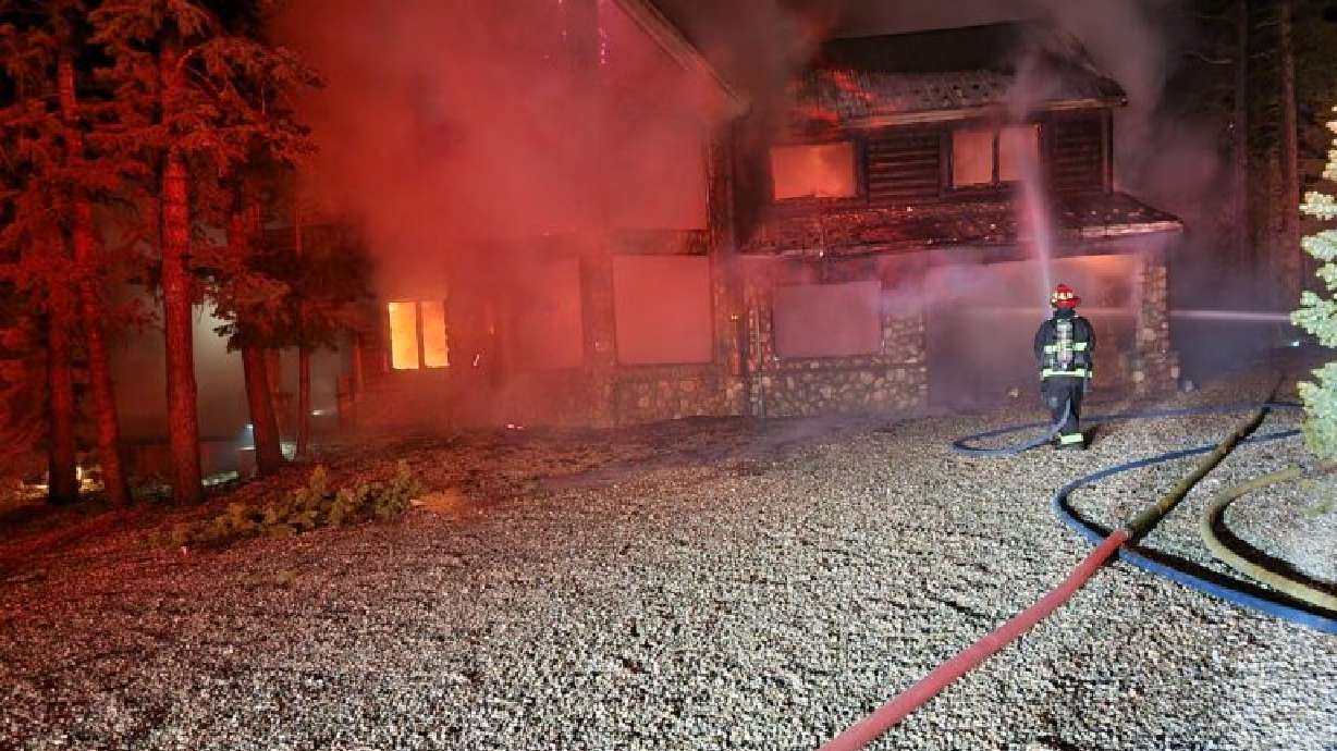 Scene of a structure fire at Duck Creek Village, Utah, May 2, 2021. ONE TIME USE ONLY