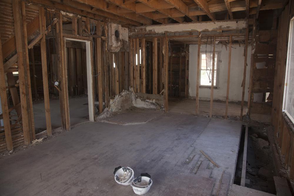 Community members commemorate the start of construction on what will be the Springdale History and Visitor Center Thursday, May 6, 2021, in Springdale, Utah. A former motel built with wood from Zion National Park will be rebuilt as the Springdale History Center, a museum dedicated to the legacy of the national park’s gateway town.