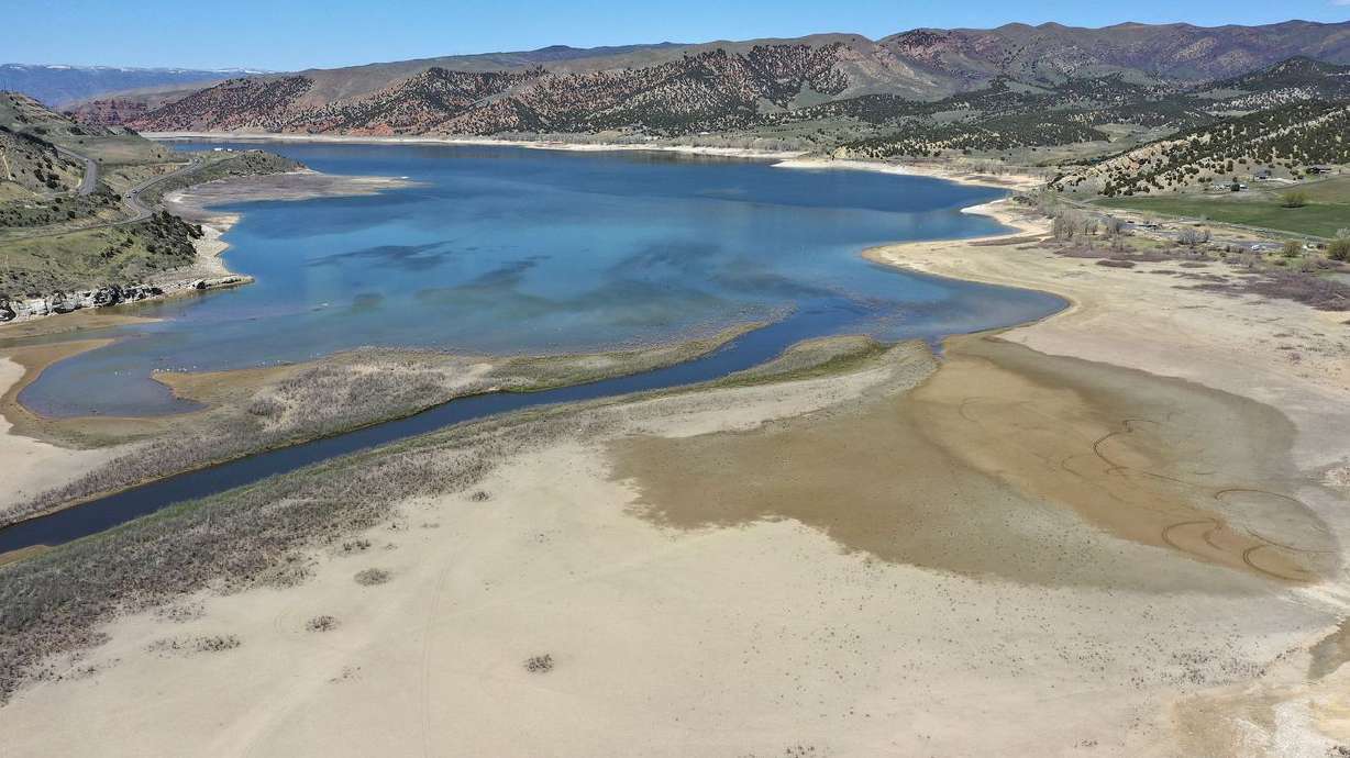Low water levels are pictured in Echo Reservoir north
of Coalville on Thursday, May 6, 2021. Utah and the rest of the
West are headed into the summer facing extreme drought conditions
and calls for water conservation are only going to heat up as
temperatures climb.