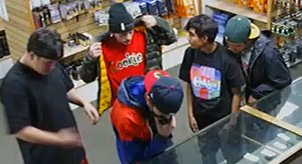 Police are searching for these men for their alleged involvement in a drive-by shooting which critically injured a woman.