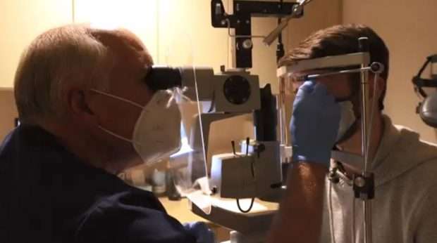 Benjamin Lehnig at an eye appointment.