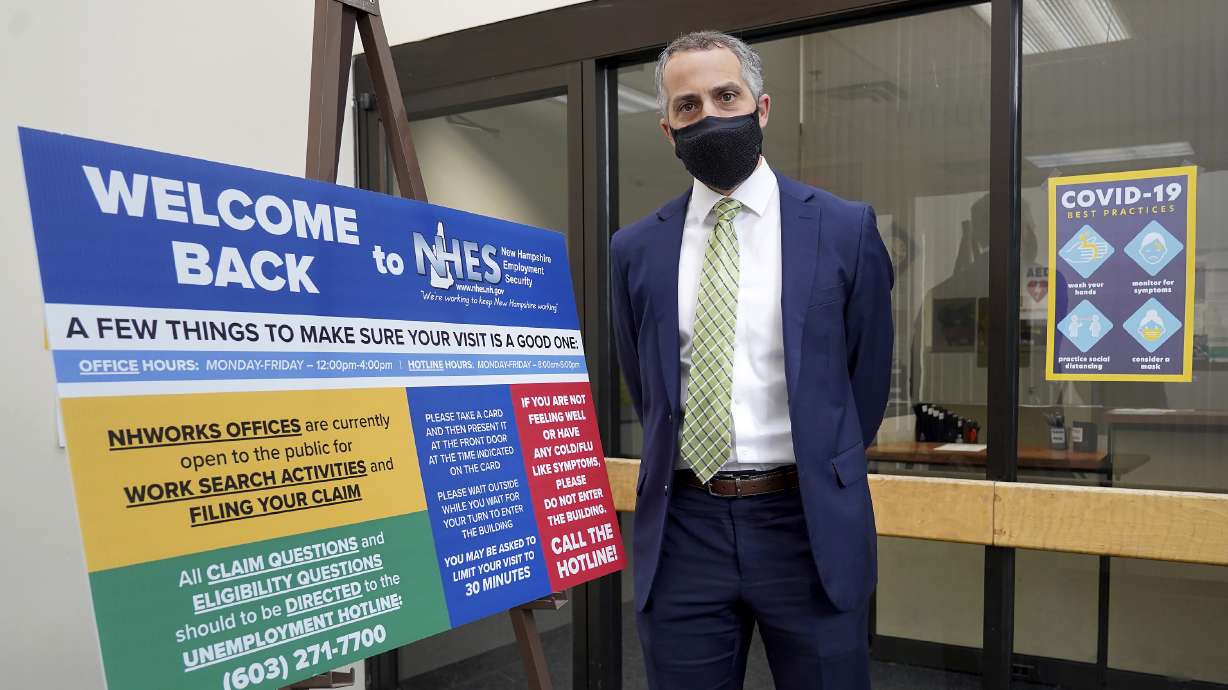 Richard Lavers, Deputy Commissioner New Hampshire Employment Security, poses for a photo at a New Hampshire Works employment security job center Monday, May 10, 2021, in Manchester, N.H. States are pushing the unemployed to get back to work to help businesses large and small find the workers they need to emerge from the COVID-19 recession. (AP Photo/Mary Schwalm)