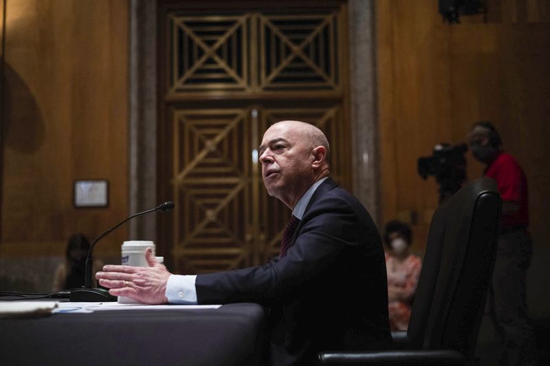Homeland Security Secretary Alejandro Mayorkas
testifies before a Senate Homeland Security and Government Affairs
Committee hearing on Capitol Hill in Washington on Thursday, May
13, 2021.