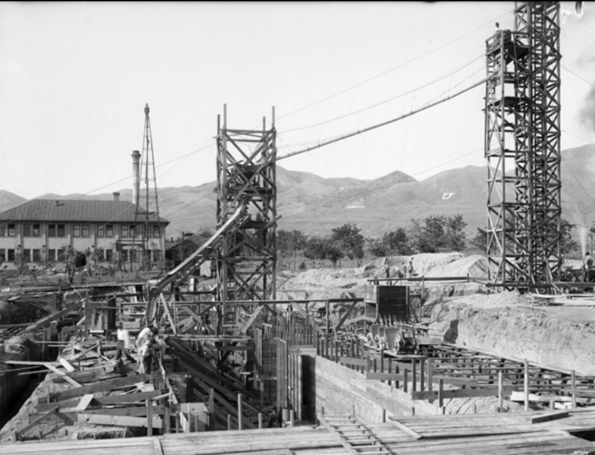 An image of construction of the Park Building at the University of Utah taken on Aug. 27, 1912. The land the building was constructed on was acquired by the university in the 1890s.