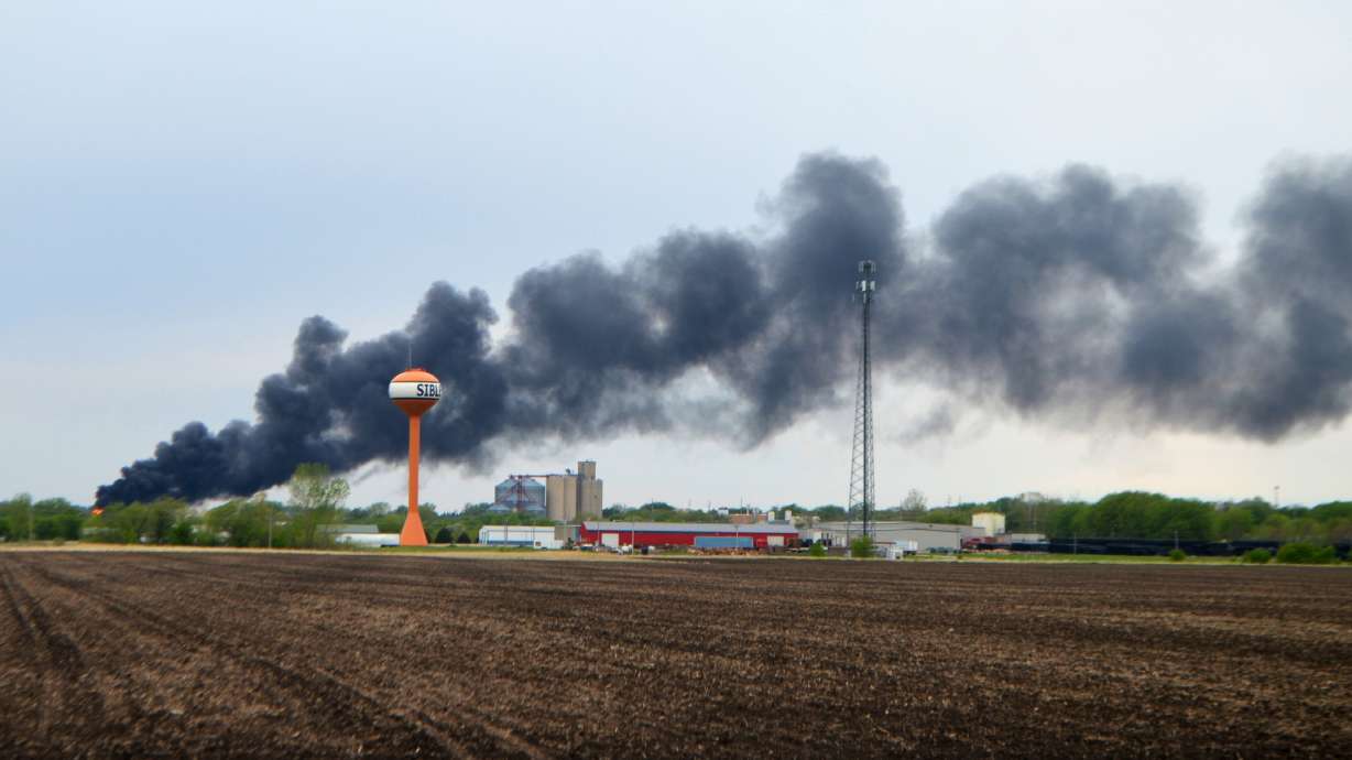Evacuation order still in place after fiery Iowa derailment