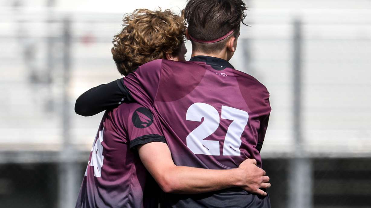 The Emery Spartans and Morgan Trojans play a 3A semifinal game of soccer at Juan Diego Catholic High School in Draper on Monday, May 17, 2021.