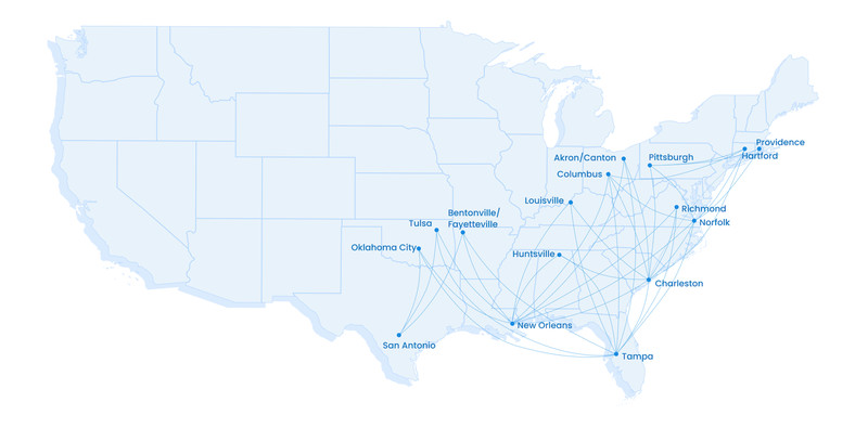 The latest airline startup from JetBlue founder and
industry veteran David Neeleman, Breeze Airways, will offer
non-stop service to and from 16 smaller market airports. The new
U.S. carrier, headquartered in Salt Lake City, announced Friday it
had earned final approval from federal officials and is set to
begin service.