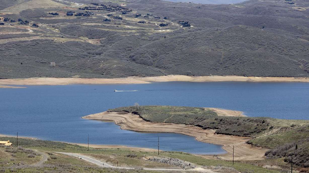 Low water levels are pictured in the Jordanelle
Reservoir on Thursday, May 6, 2021.