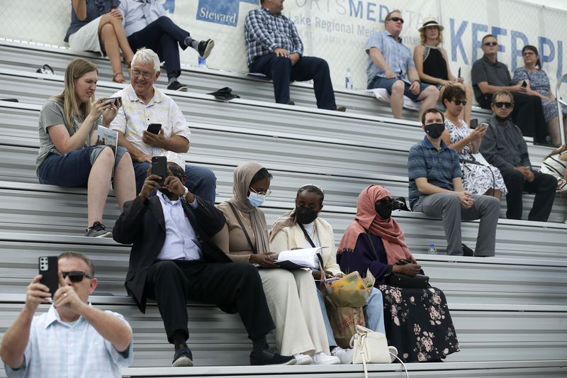 The Dahir family attends Asma and Anisa Dahir’s
graduation ceremony at Westminster College in Salt Lake City on
Friday, May 7, 2021.