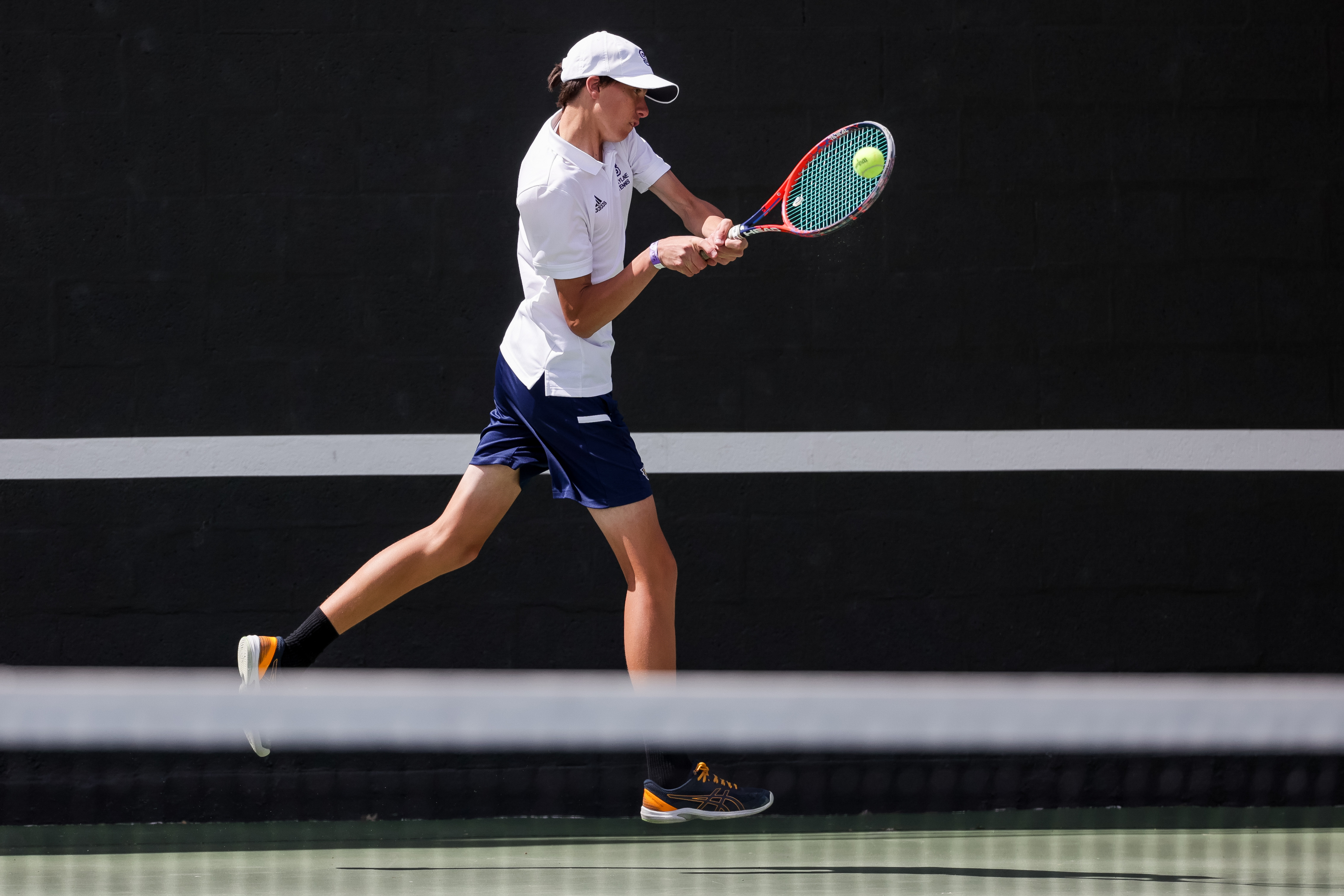 Skyline’s Ethan Green plays against Brighton’s Hardy Owen in the 5A boys tennis No. 1 singles championship match at Liberty Park in Salt Lake City on Saturday, May 22, 2021.