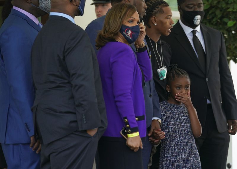 Gianna Floyd, daughter of George Floyd, along with lawyers and other family members depart the White House following their meeting with President Joe Biden in Washington, U.S., May 25, 2021.