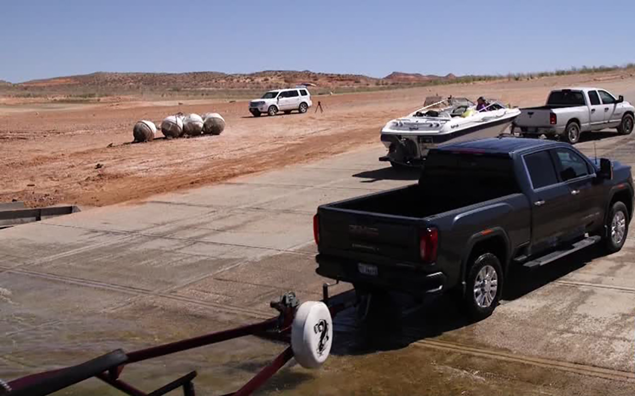 Launching boats at Lake Powell.