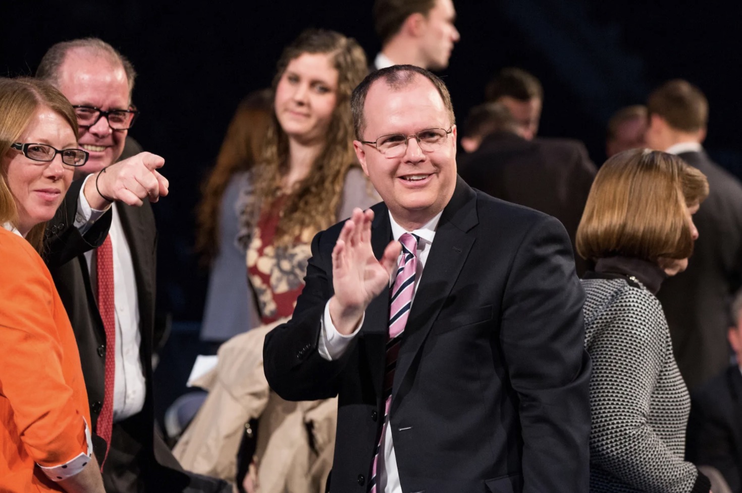 Brian K. Ashton, then of The Church of Jesus Christ of Latter-day Saints’ Sunday School general presidency, waves after speaking during a campus devotional at BYU in Provo, Utah, on Dec. 5, 2017. Ashton will become the second president of BYU-Pathway Worldwide on Aug. 1, 2021. 