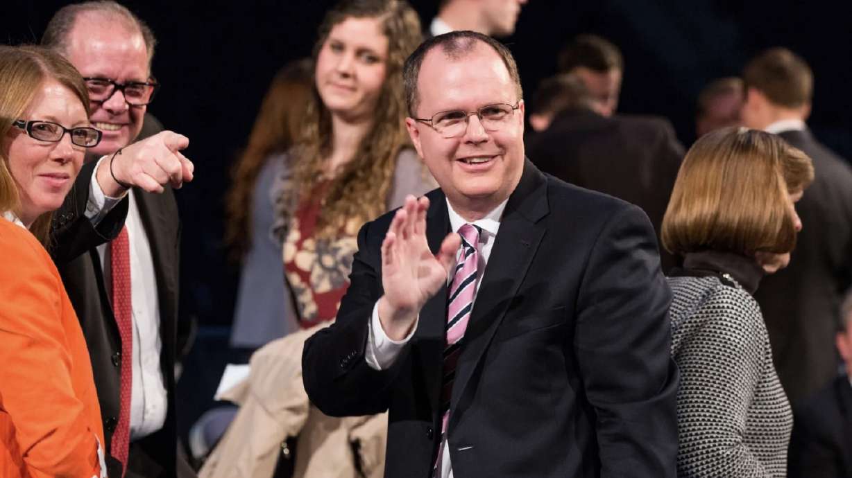 Brian K. Ashton, then of The Church of Jesus Christ of Latter-day Saints’ Sunday School general presidency, waves after speaking during a campus devotional at BYU in Provo, Utah, on Dec. 5, 2017. Ashton will become the second president of BYU-Pathway Worldwide on Aug. 1, 2021.