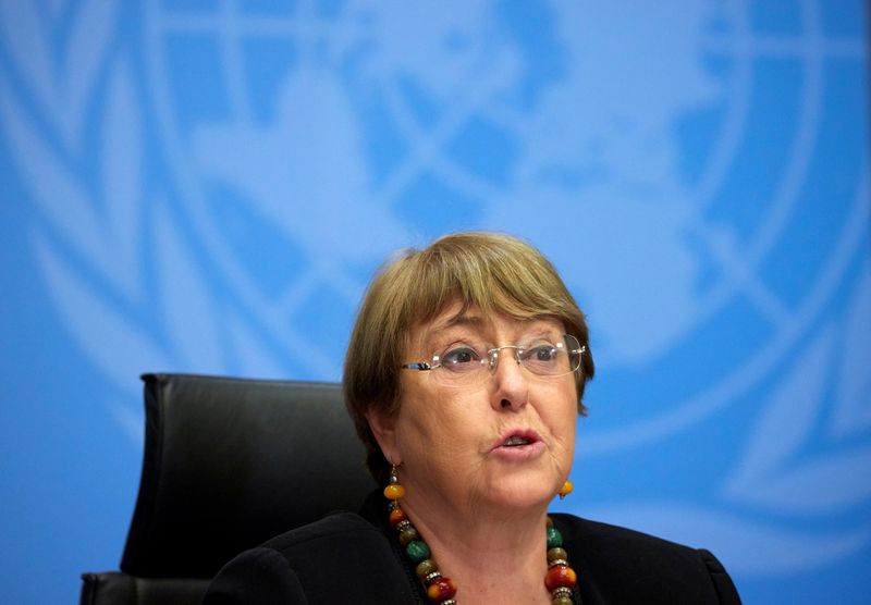 FILE PHOTO: U.N. High Commissioner for Human Rights Michelle Bachelet attends a news conference at the European headquarters of the United Nations in Geneva, Switzerland, December 9, 2020. REUTERS/Denis Balibouse