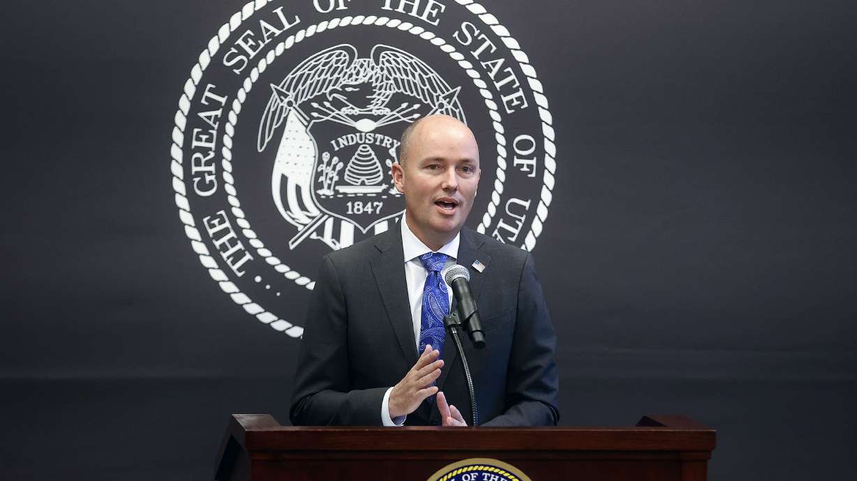 Gov. Spencer Cox speaks during the last weekly COVID-19 briefing at the Capitol in Salt Lake City on Thursday, May 27, 2021. Briefings will now move to every other week.