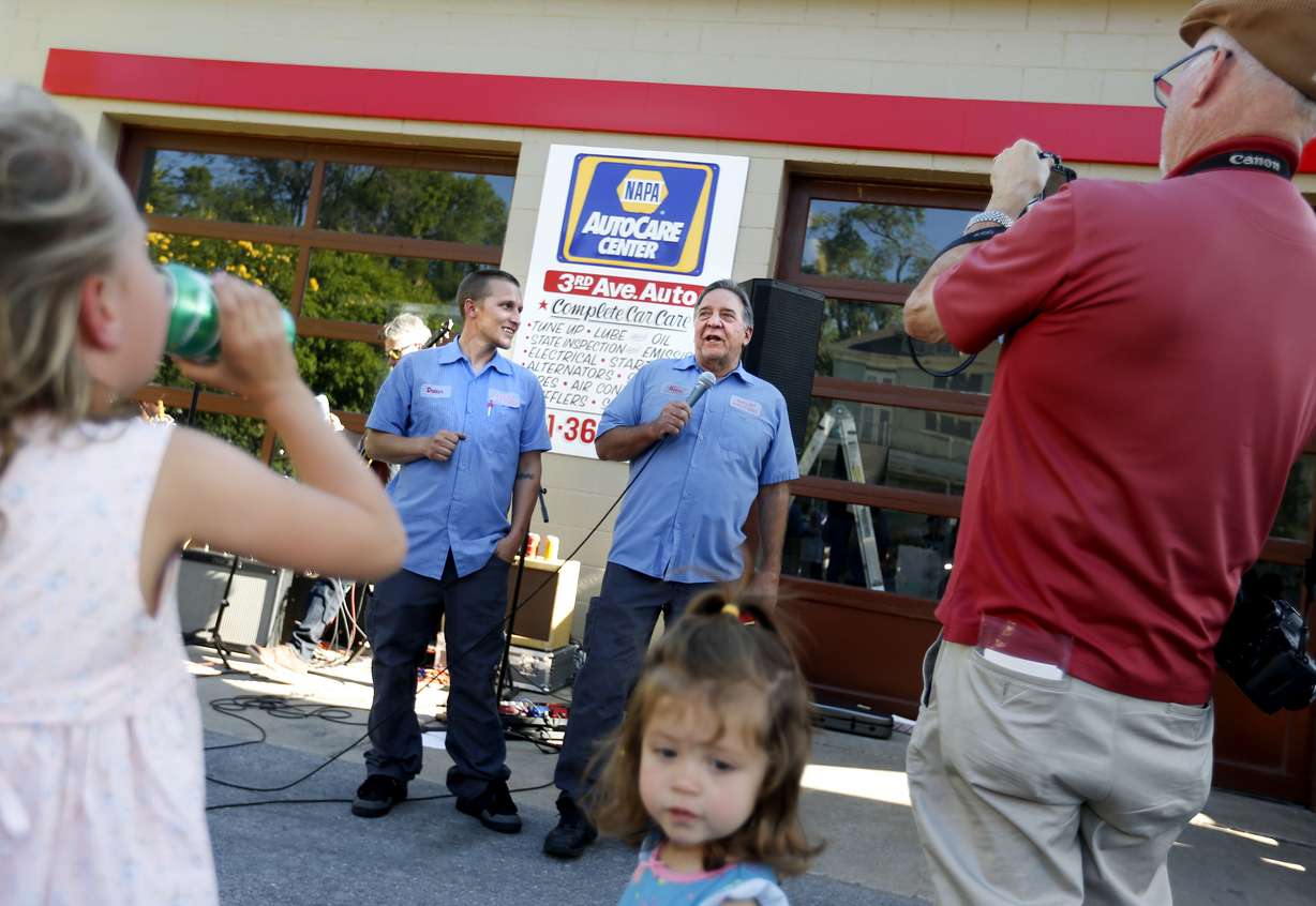Dallin Rose and his father, Bobby, say a few words of thanks at Bobby's retirement party in Salt Lake City on Thursday, May 27, 2021.