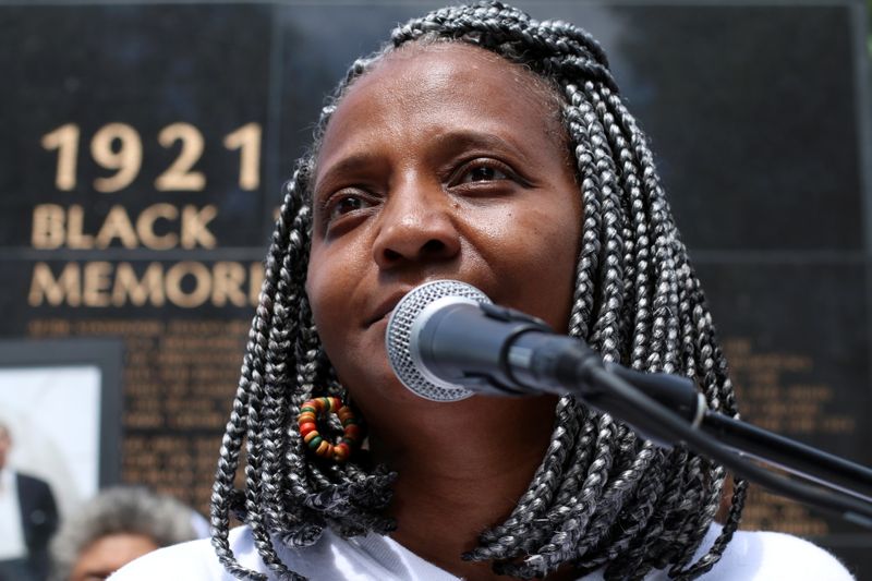 Tulsa City Council chair Vanessa Hall-Harper speaks at the 2021 Black Wall Street Legacy Festival 2021 in Tulsa, Oklahoma, U.S., May 28, 2021. REUTERS/Polly Irungu