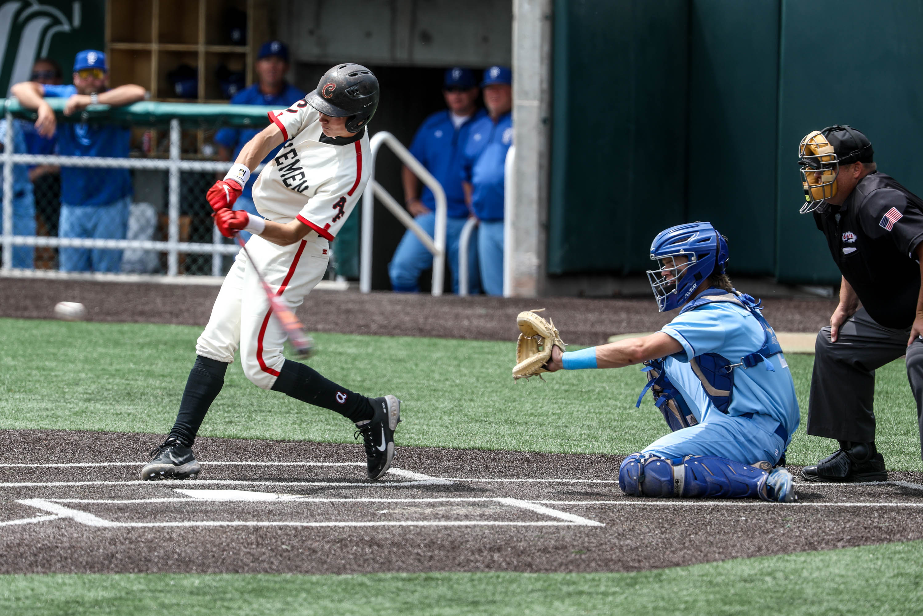 The Pleasant Grove Vikings face off against the American Fork Cavemen during game two of the 6A baseball championship at UCCU Ballpark in Orem on Saturday, May 29, 2021. The Cavemen won, 8-0.
