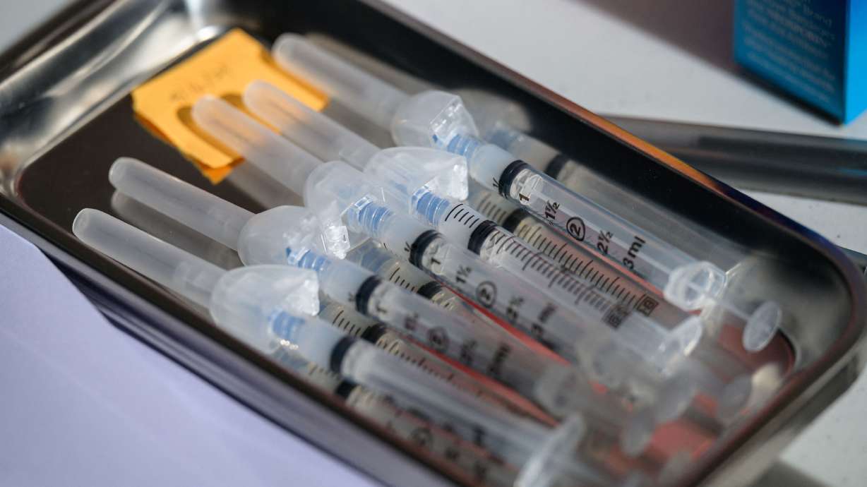 Syringes with the Moderna Covid-19 vaccine lay on a table at a pop up vaccine clinic at the Jewish Community Center on April 16 in the Staten Island borough of New York City.