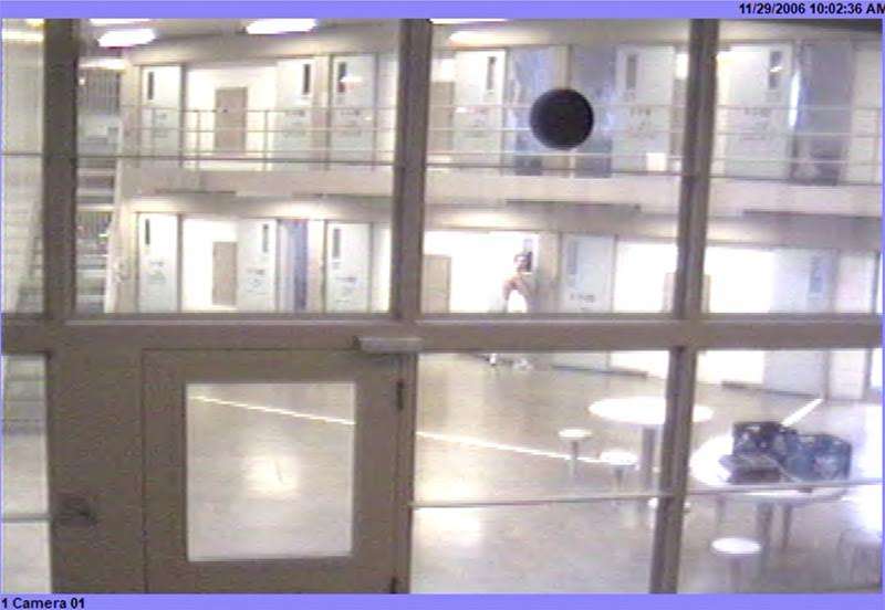 Douglas Lovell stands outside Uinta 1, cell 104 at the Utah State Prison on Nov. 29, 2006. Jared Briggs was at that time housed in cell 104.