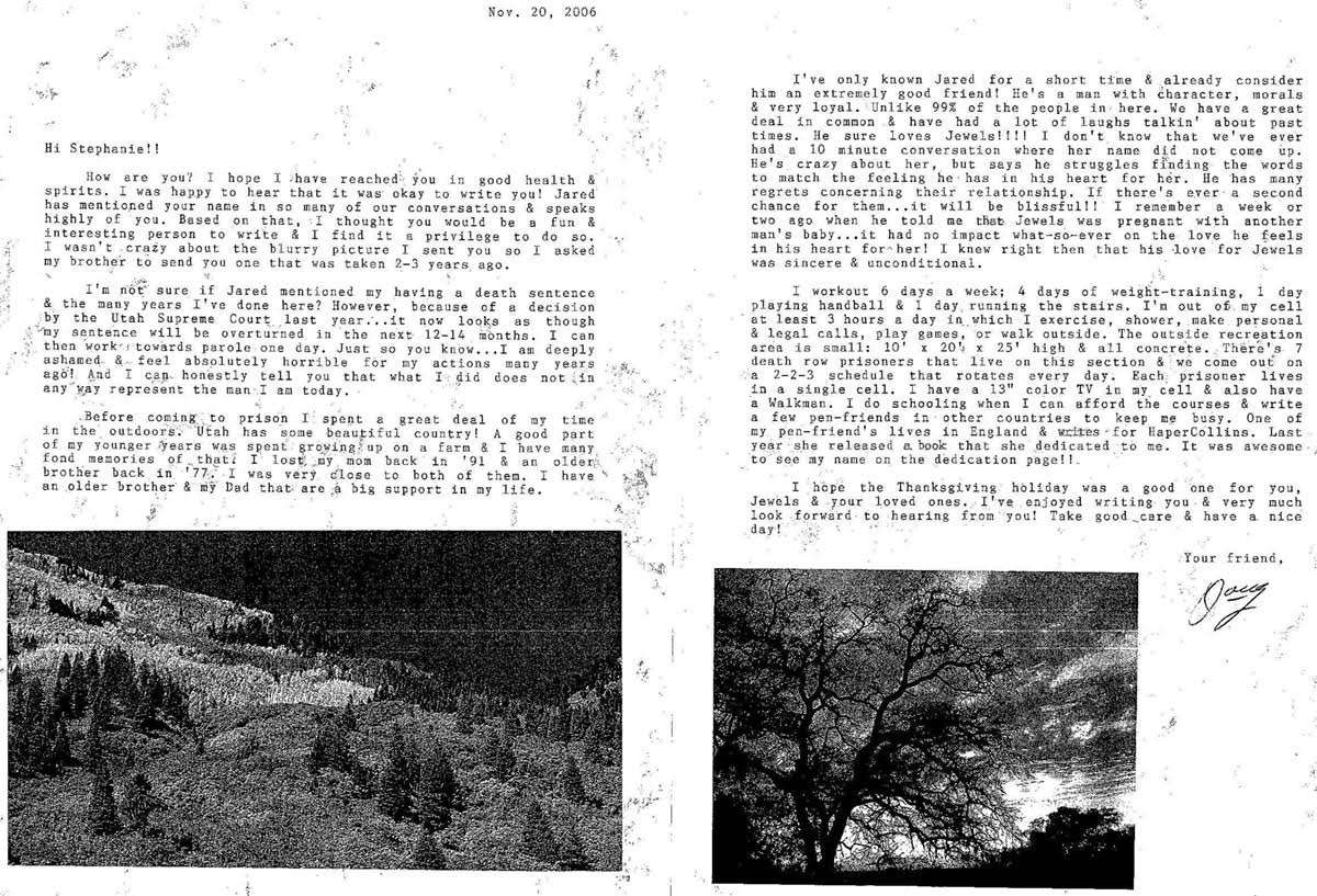 Douglas Lovell wrote letters to friends of Jared Briggs. This one, which Briggs intercepted and provided to investigators, did not mention Joyce Yost by name or explain what he’d done to end up on death row.