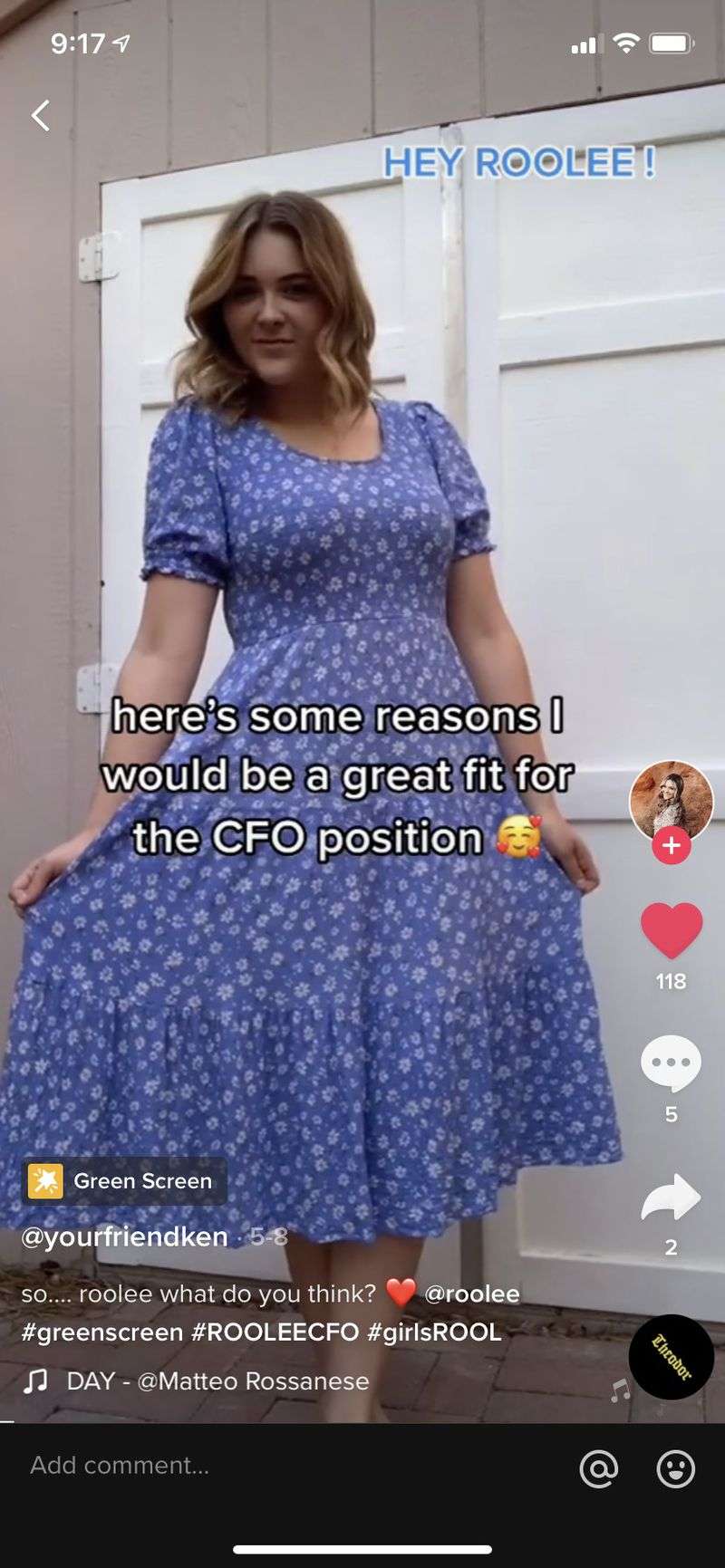 A screenshot of one submission to Roolee’s TikTok campaign that’s aiming to find and hire a new chief fashion officer for the Logan-based online retailer.