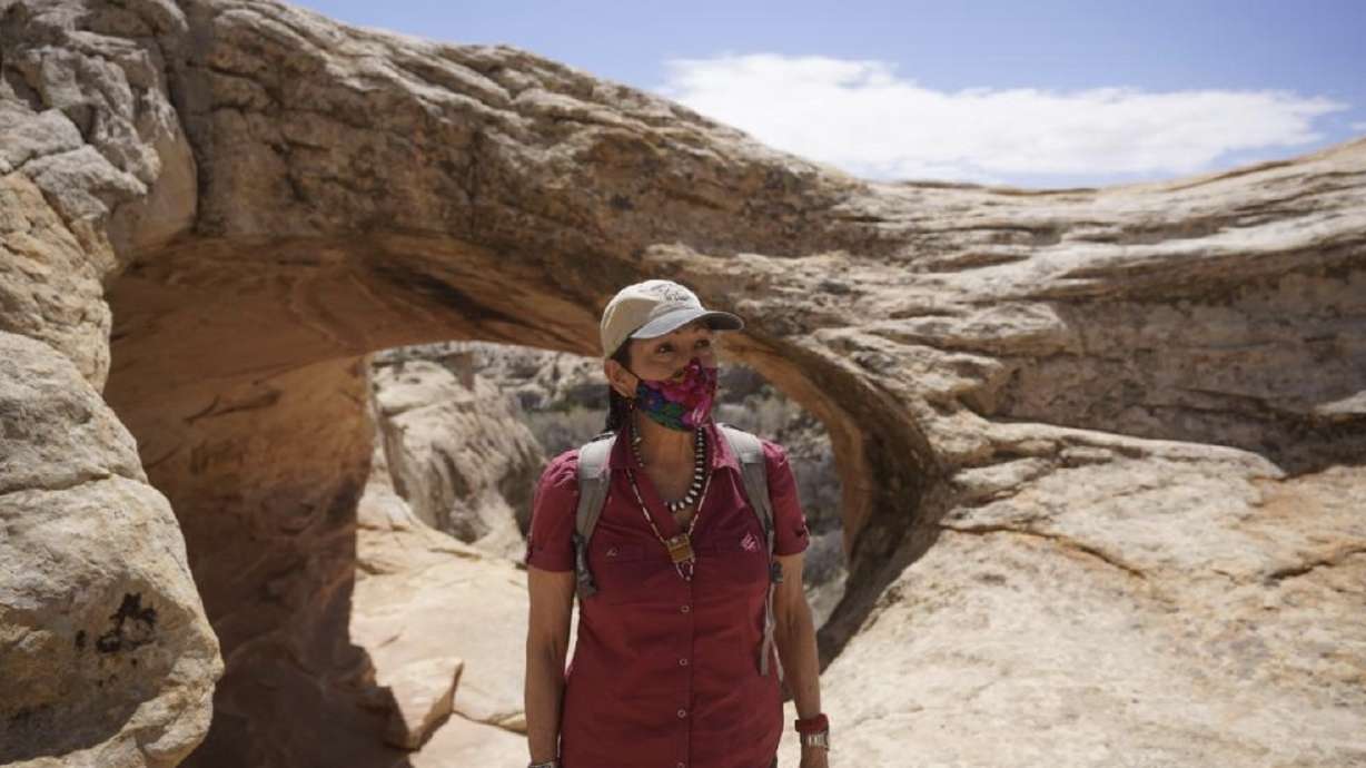 U.S. Interior Secretary Deb Haaland during a visit to Bears Ears National Monument, near Blanding on April 8, 2021. Three members of Utah's congressional delegation are seeking to reform the Antiquities Act of 1906.