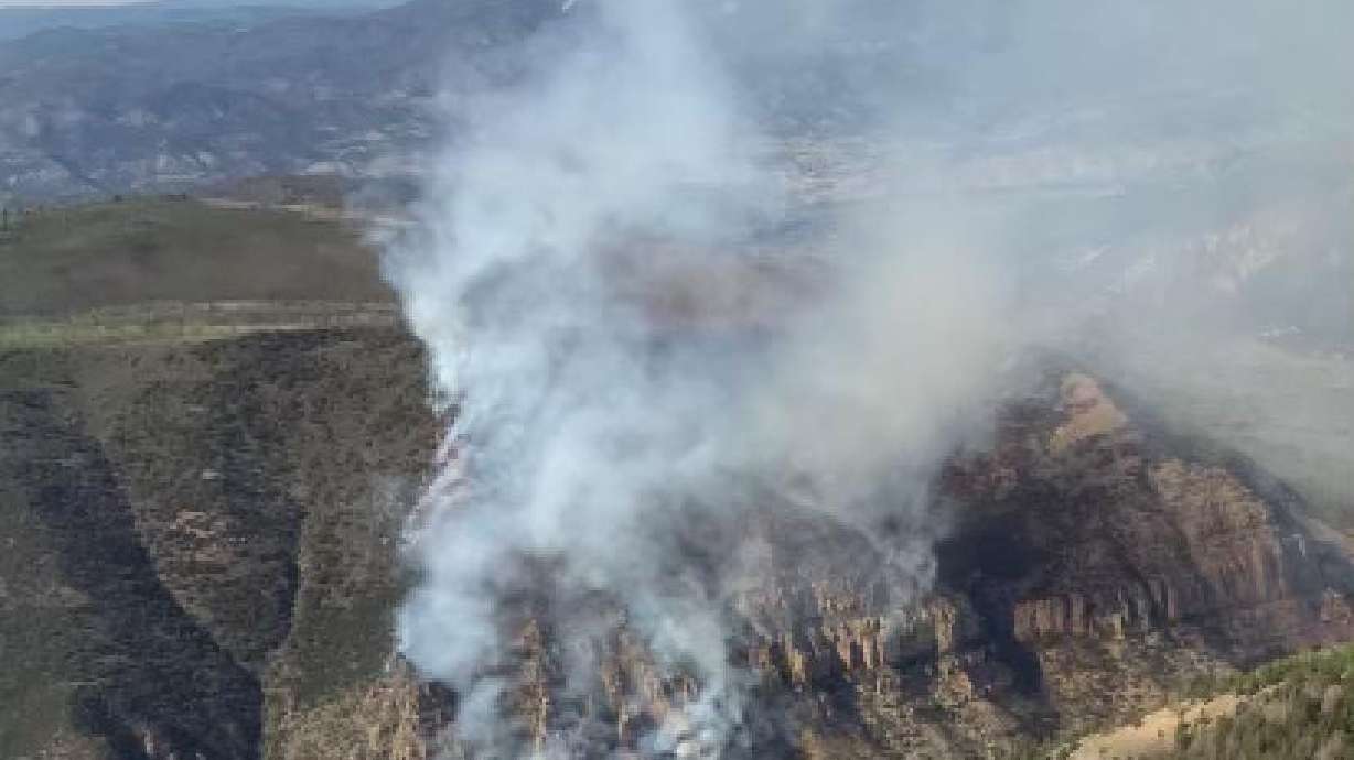 A fire burns in Utah County on June 4, 2021.