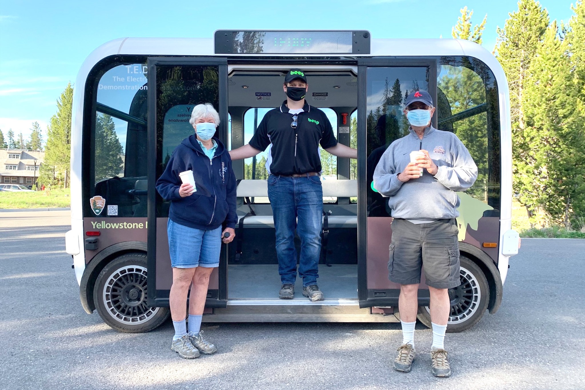 Yellowstone’s automated vehicle shuttle system, The Electric Driverless Demonstration in Yellowstone, successfully transports its first passengers Wednesday, June 9, 2021.