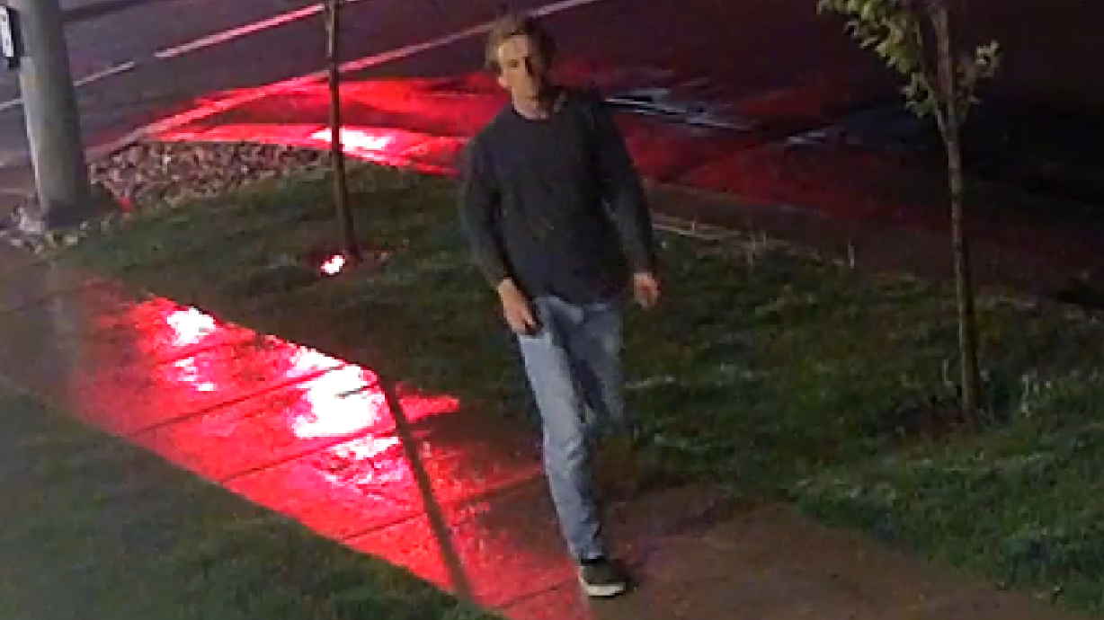 This image shows a person of interest police have identified in a case of vandalism at the Chabad Community Center Synagogue in Salt Lake City that occurred on Sunday, May 16, 2021.