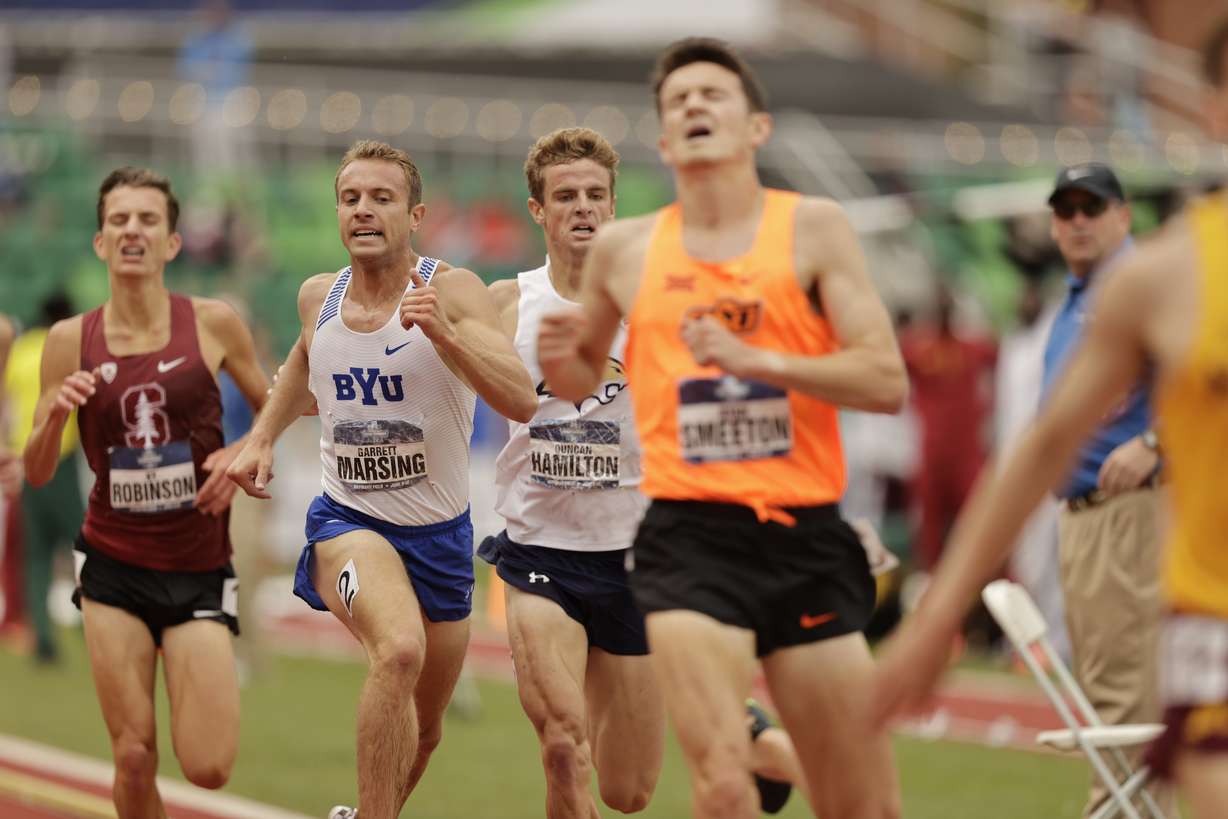 Garrett Marsing placed fourth nationally and qualified for the U.S. Olympic trials in the men's steeplechase with a career-best time of 8:31.54 at the NCAA outdoor track and field championships, Friday, June 12, 2021 in Eugene, Oregon.